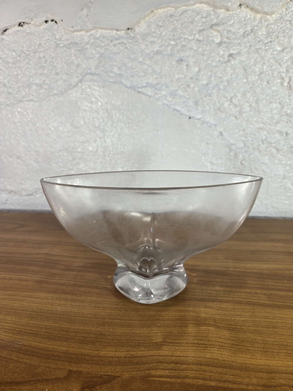 Vintage Clear Crystal Boat Shaped Bowl Pointed Centerpiece Heavy Pedestal Base